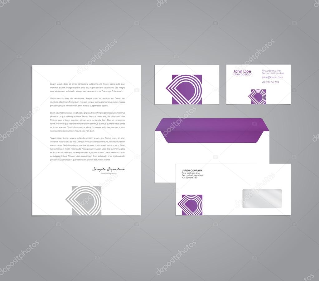 Classic and professional stationery template design for your company with a business card, letter and envelope