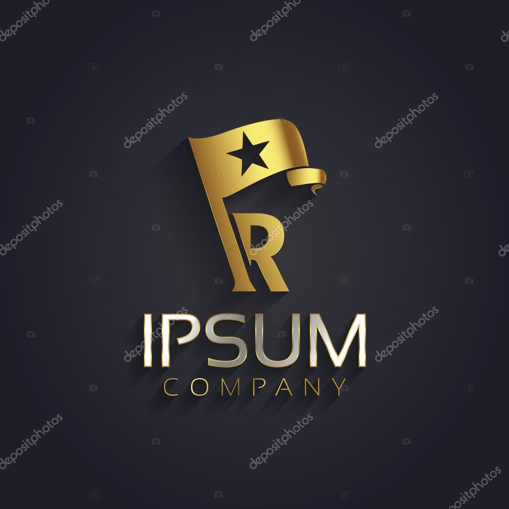 Vector graphic symbol for your company with a flag, a star shape and sample text