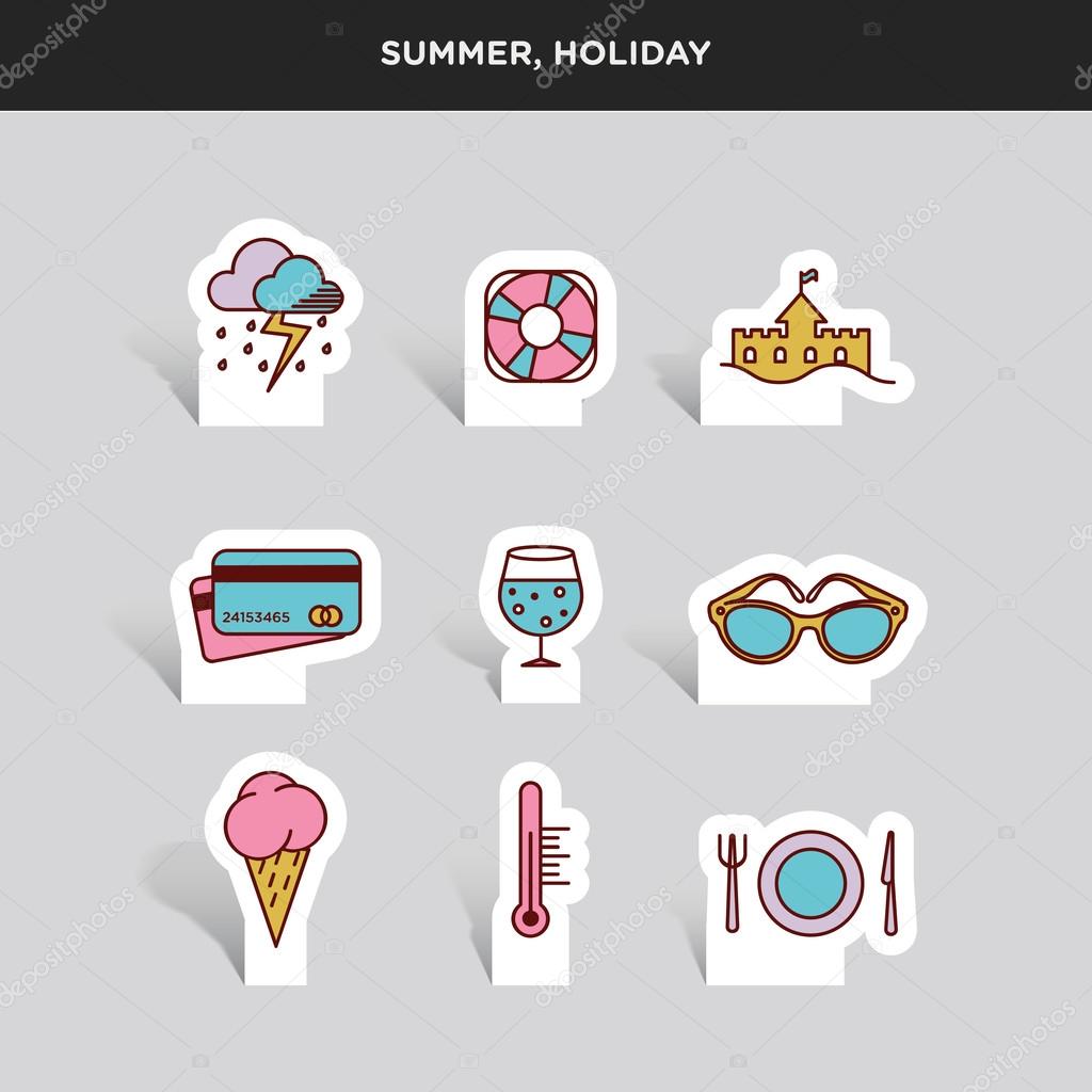 set of summer and holiday