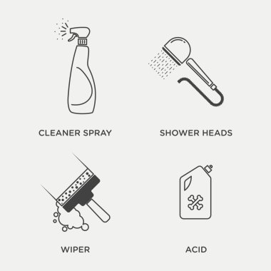 Temizlik ve kat Hizmetleri Icon set