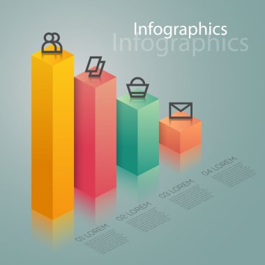 abstract info-graphics with icons in vibrant colors