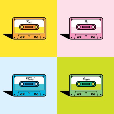 set of cassette tapes clipart