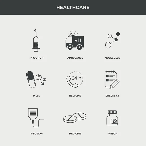 Icon set of health care — Stock Vector