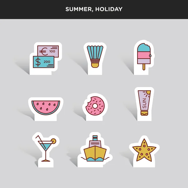Ensemble d'été et de vacances — Image vectorielle