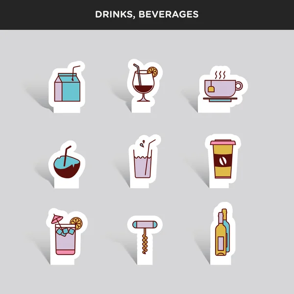 Set of drinks and beverages — Stock Vector