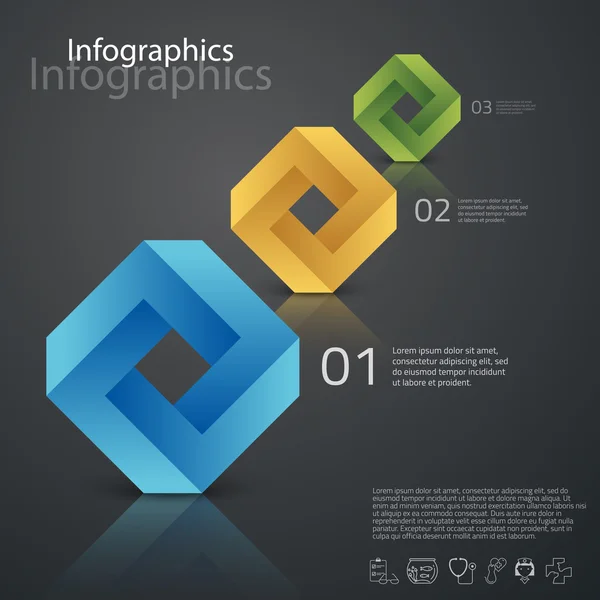 Info-Grafiken mit geometrischen Elementen und Symbolen — Stockvektor