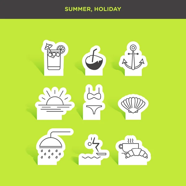 Conjunto de verano y vacaciones — Vector de stock