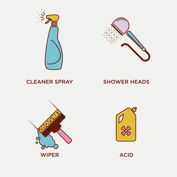 Reinigings- en housekeeping pictogrammenset — Stockvector