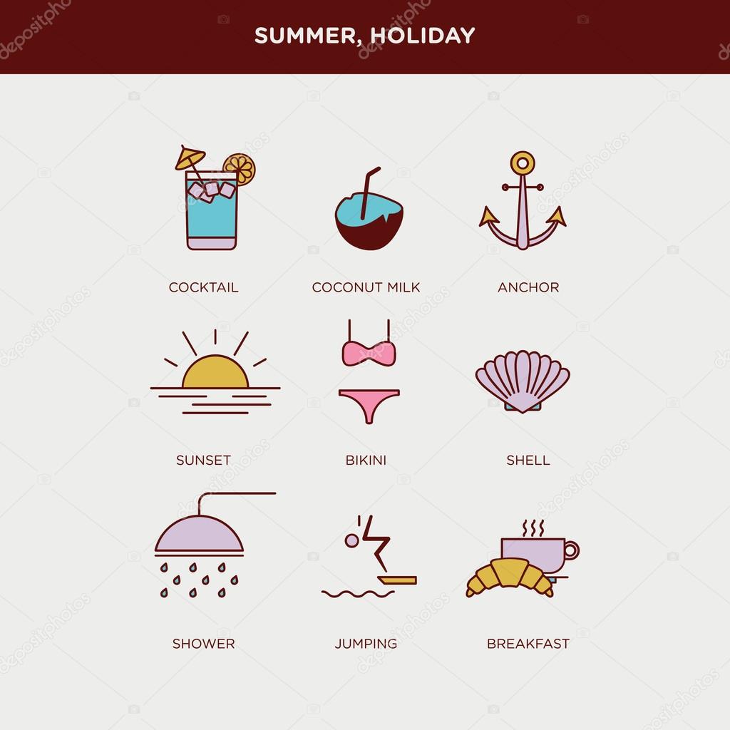 set of summer and holiday
