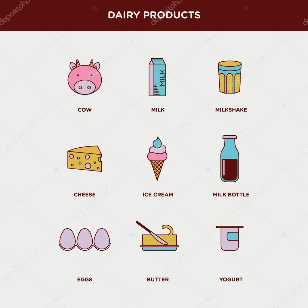 set of dairy products