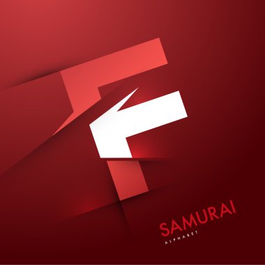 samuray Alfabe harf F dilimlenmiş