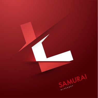 samuray Alfabe harf L dilimlenmiş