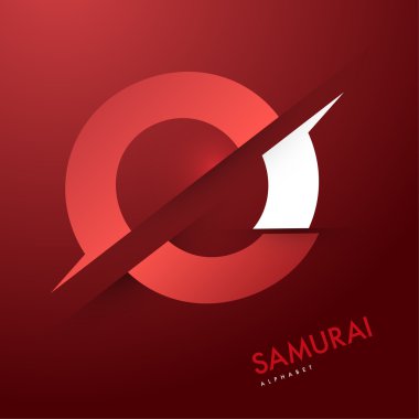 samuray Alfabe harf O dilimlenmiş