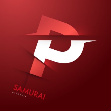 samuray Alfabe harf P dilimlenmiş