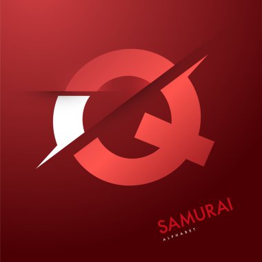 samuray Alfabe harf Q dilimlenmiş