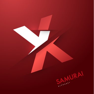 samuray Alfabe harf X dilimlenmiş