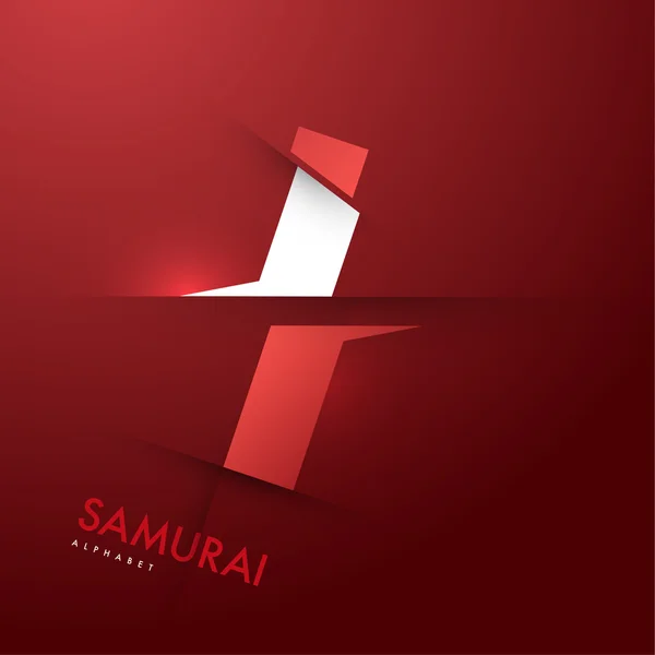 Alphabet samouraï tranché lettre I — Image vectorielle