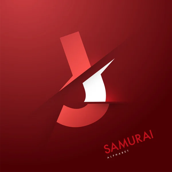 Alphabet samouraï tranché lettre J — Image vectorielle