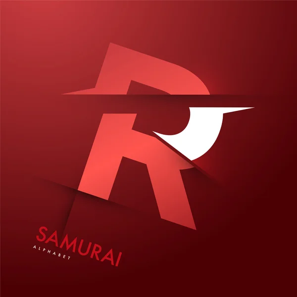 Samuray Alfabe harf R dilimlenmiş — Stok Vektör