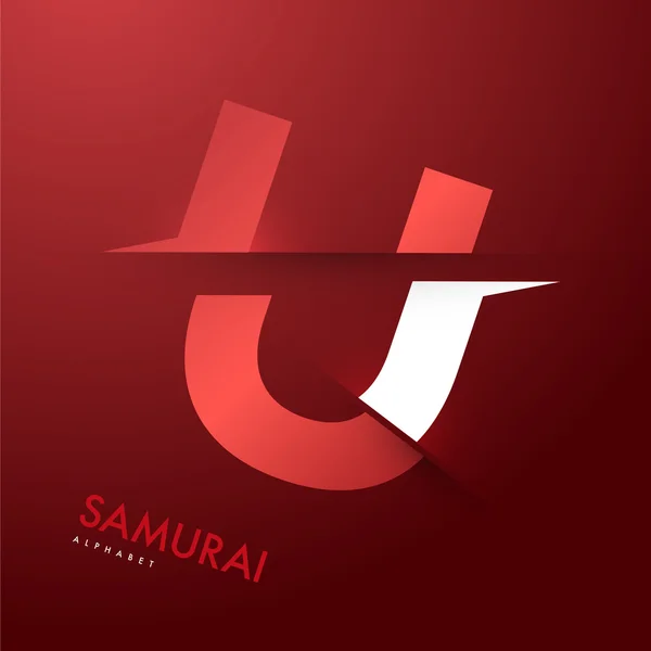 Alphabet samouraï tranché lettre U — Image vectorielle
