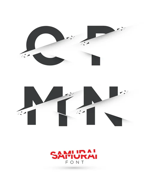 Set alfabeto samurai — Vettoriale Stock