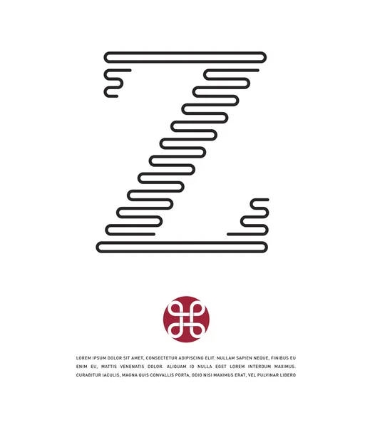 Striped alphabet letter Z — Stock Vector