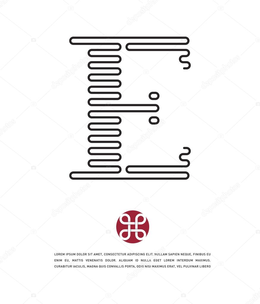 striped alphabet letter E