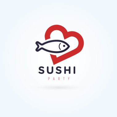 Suşi bar menü logo şablonu