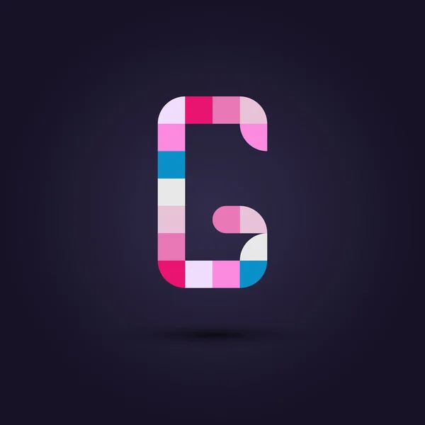 Alfabeto colorido pixel letra G — Vetor de Stock