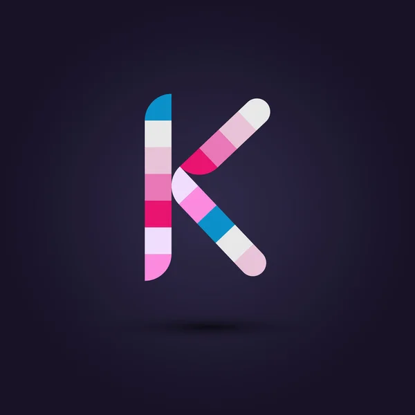Colorful pixel alphabet letter K — Stock Vector