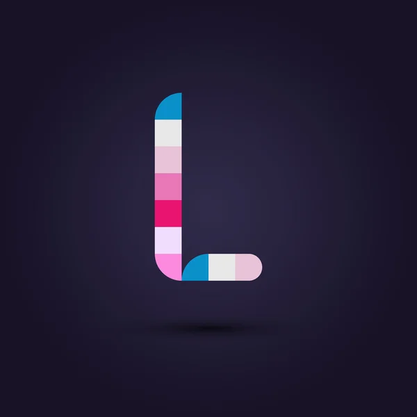 Lettre alphabet pixel coloré L — Image vectorielle