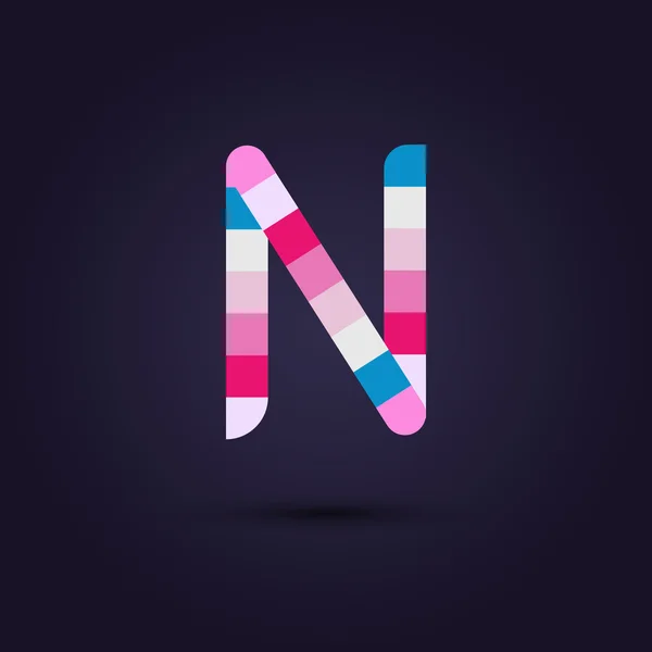 Alfabeto colorido pixel letra N —  Vetores de Stock