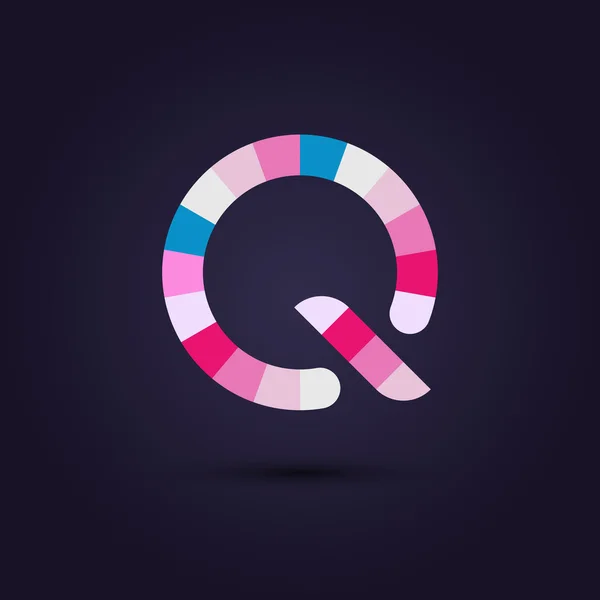 Colorful pixel alphabet letter Q — Stock Vector