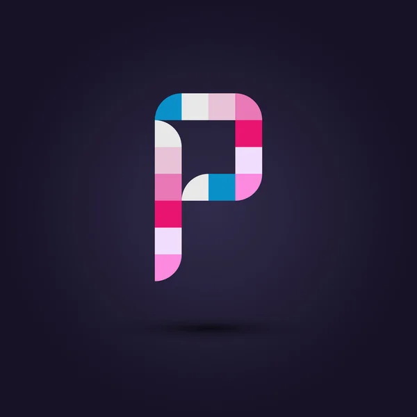 Colorful pixel alphabet letter P — Stock Vector