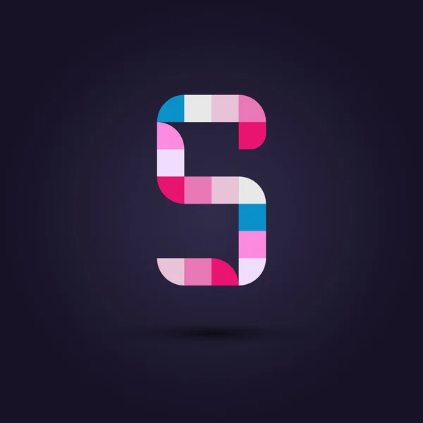 Alphabet pixel coloré lettre S — Image vectorielle
