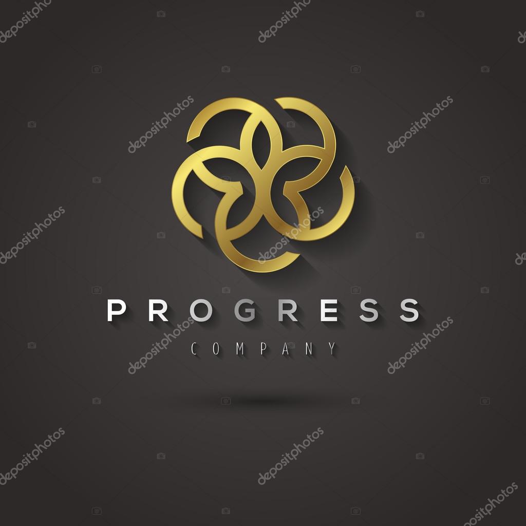 Vector graphic geometric golden flower star symbol with sample text for your company