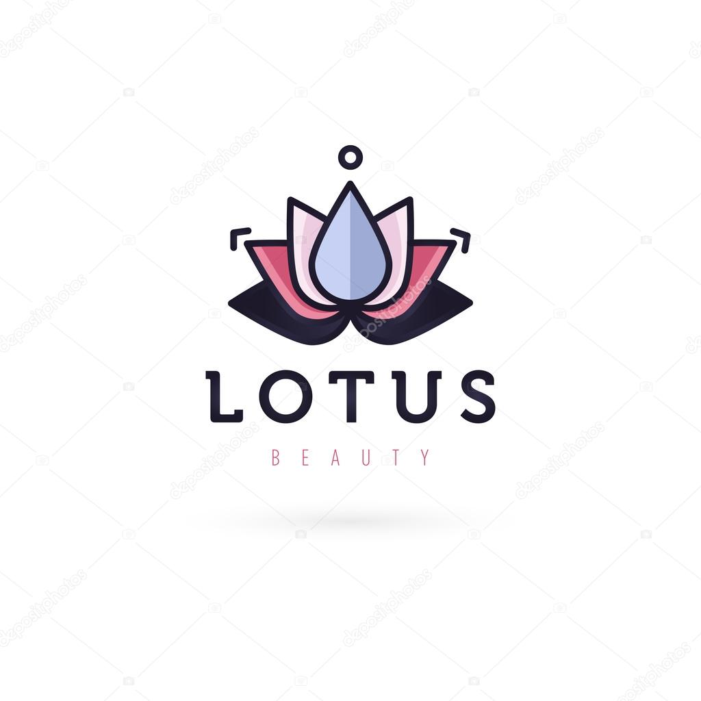 Vector graphic geometric lotus flower symbol with sample text for your company