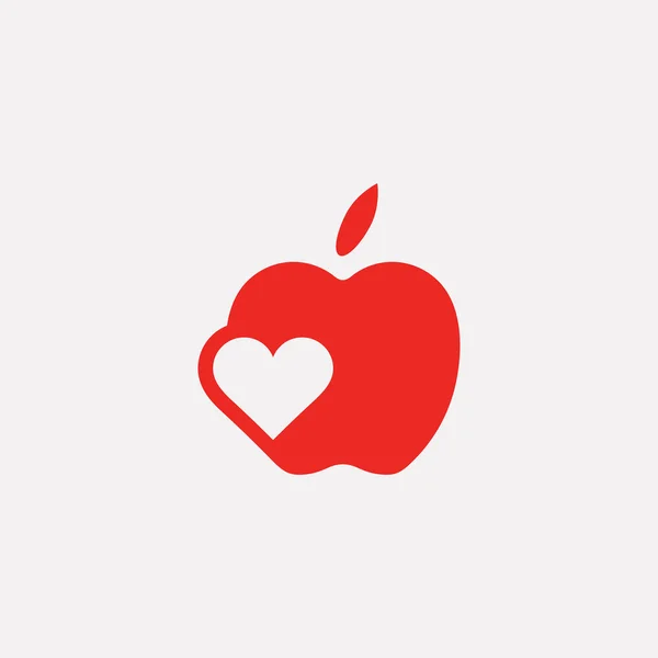 Symbole pomme rouge avec coeur — Image vectorielle