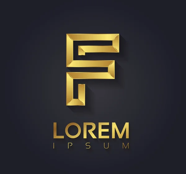 Golden font symbol letter F — Stock Vector
