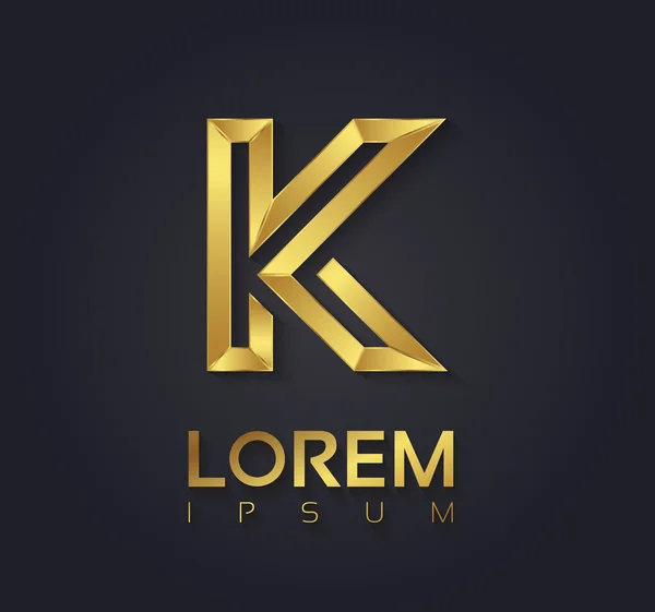 Golden font symbol letter K — Stock Vector