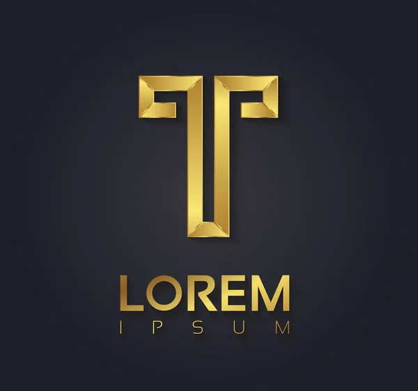 Golden font symbol letter T — Wektor stockowy