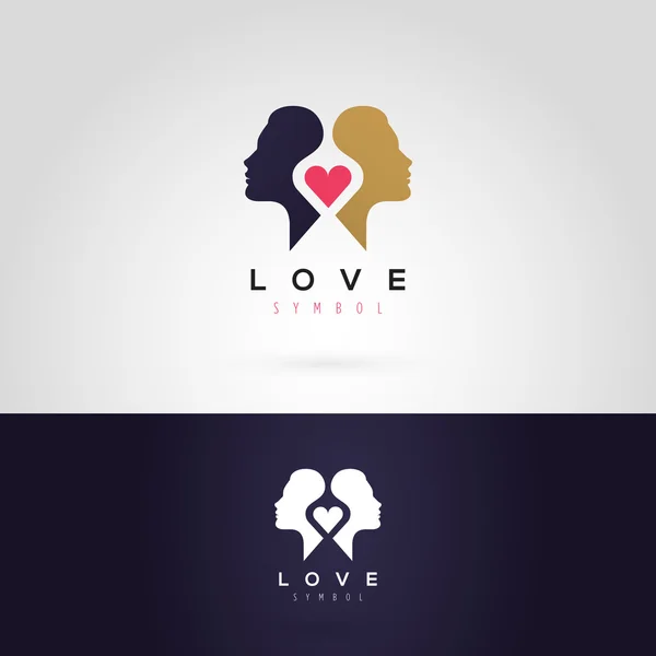 Γυναίκες σιλουέτα με καρδιά λογότυπο — Διανυσματικό Αρχείο