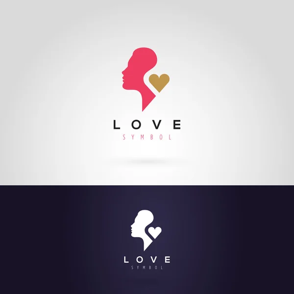 Vrouw silhouet met hart logo — Stockvector