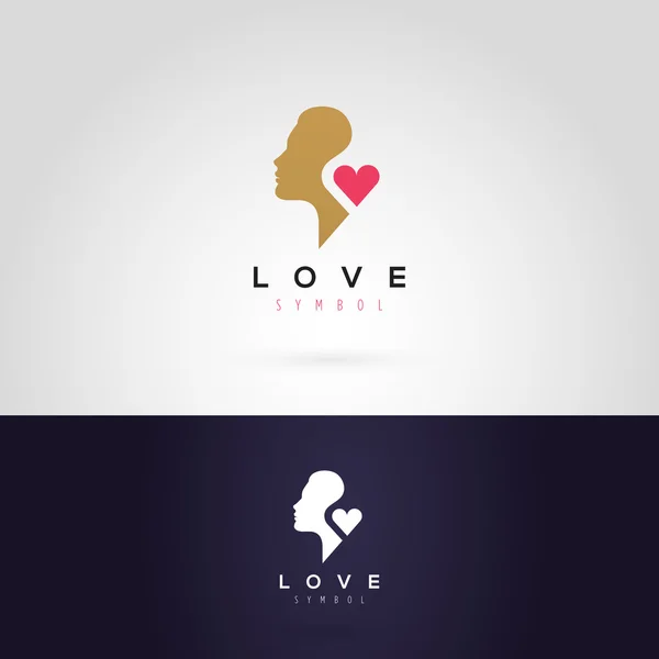 Silhouette femme avec logo coeur — Image vectorielle