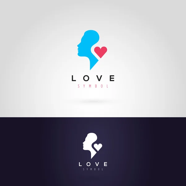 Vrouw silhouet met hart logo — Stockvector