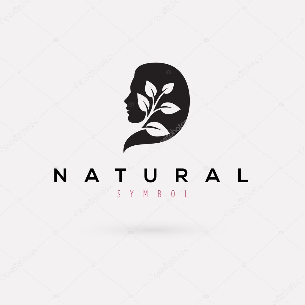 woman silhouette with leaves logo