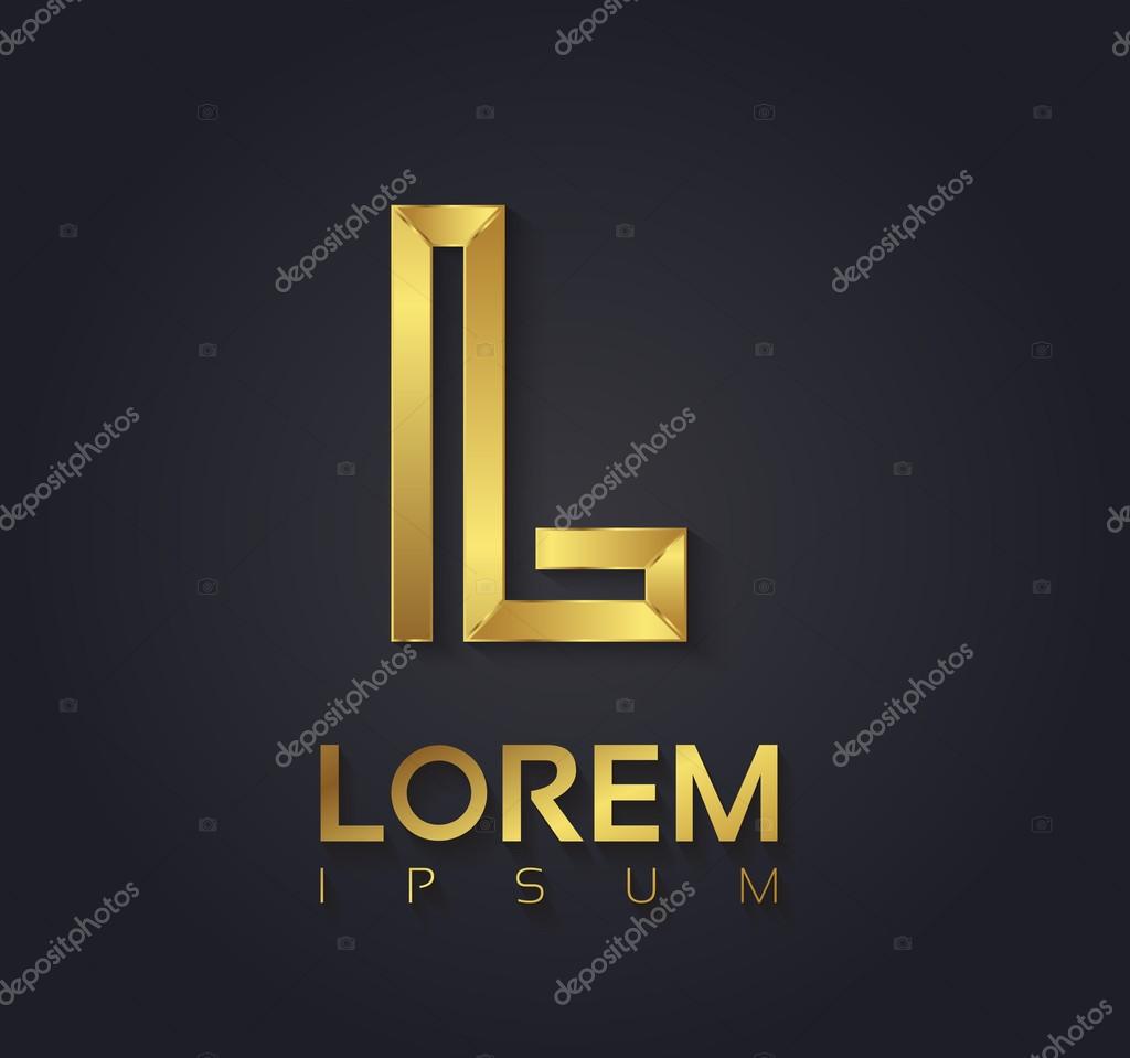 Vector graphic elegant golden font with sample text.  symbol,  alphabet,  Letter L