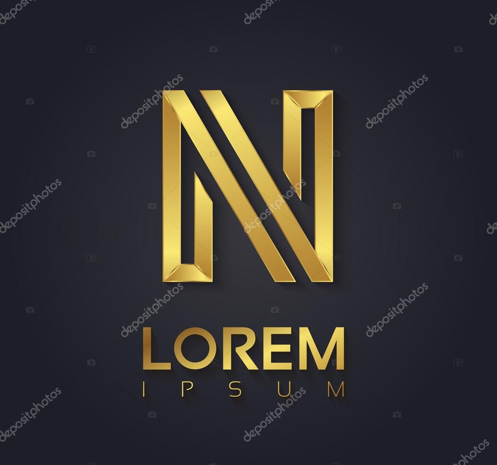 Vector graphic elegant golden font with sample text.  symbol,  alphabet,  Letter N