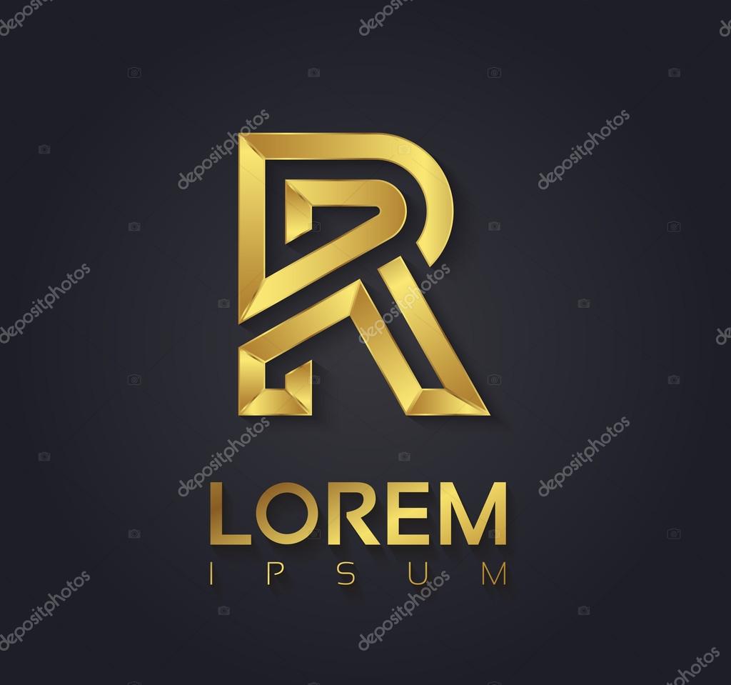 Vector graphic elegant golden font with sample text.  symbol,  alphabet,  Letter R