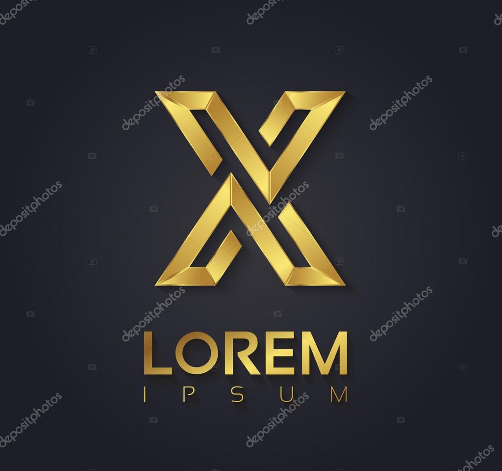 Vector graphic elegant golden font with sample text.  symbol,  alphabet,  Letter X